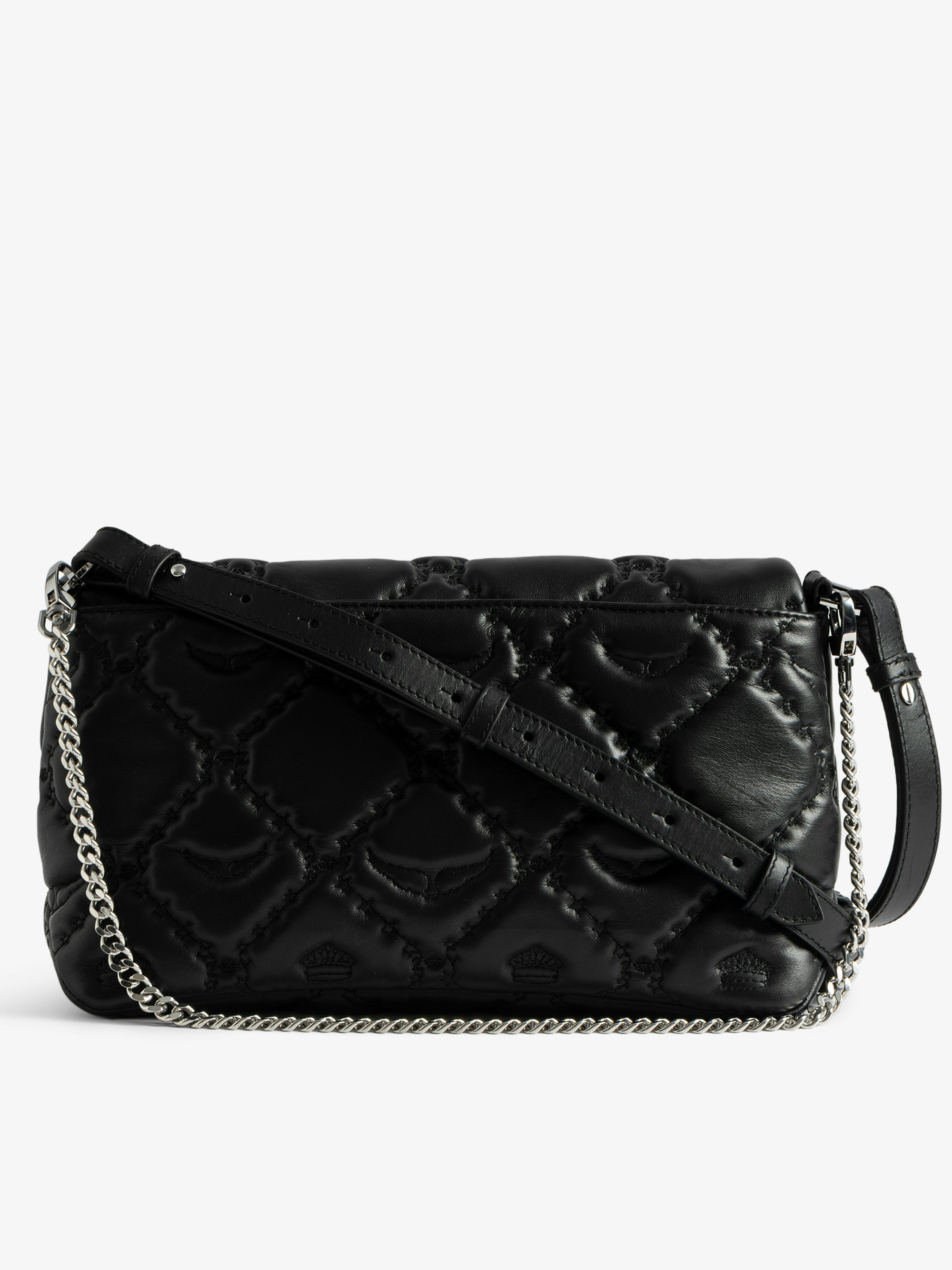 Rocky II Quilted Monogram Bag - Smooth quilted leather bag with monogram shoulder strap, chain, and signature wings.